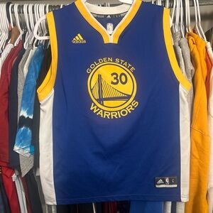 Adidas Kids Curry Blue and Yellow Golden State Warriors Jersey